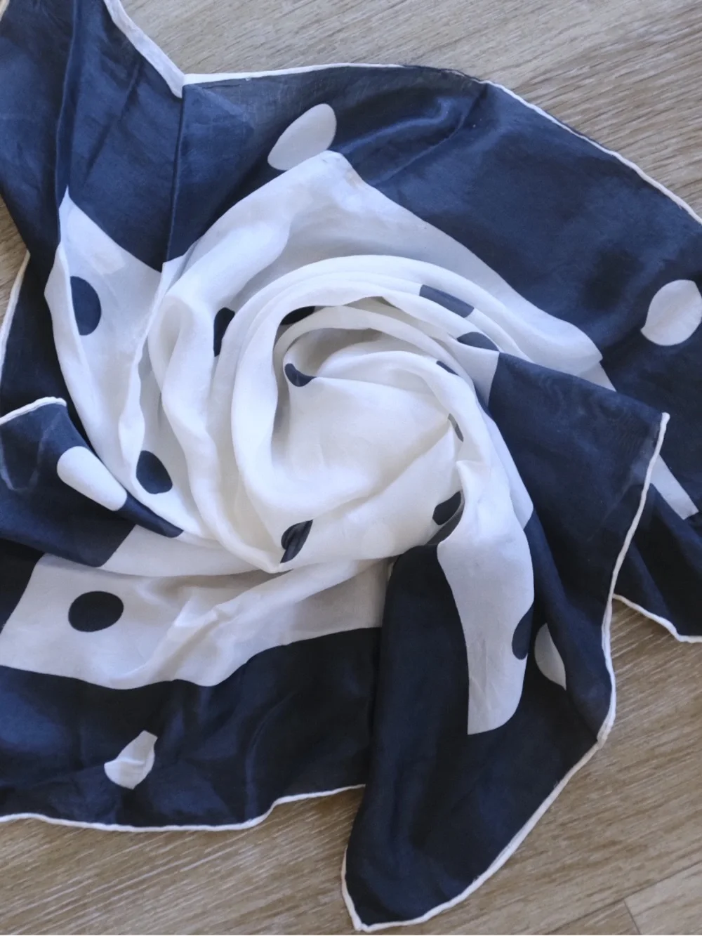 unique vintage black and white polka dot scarf
